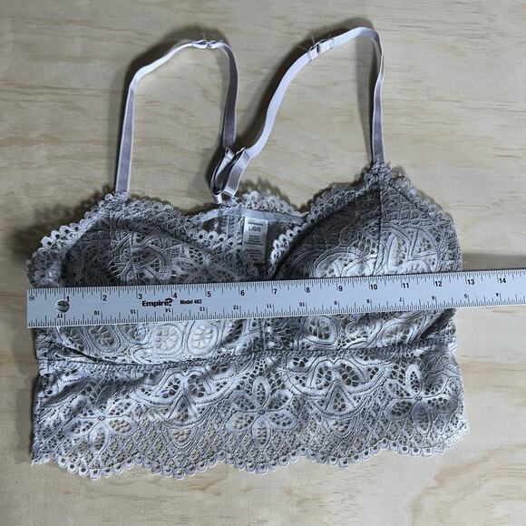 Zova Lace Bralette Women’s Large Light Gray Floral Scalloped Padded - Picture 6 of 6